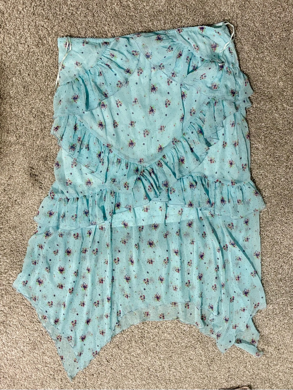 Women’s ' Light Blue Floral Ruffle skirt